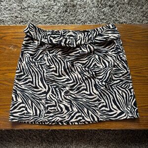 Wild Fable Women’s Cotton Corduroy Mini Skirt Zebra Print Tan Belted Size 10